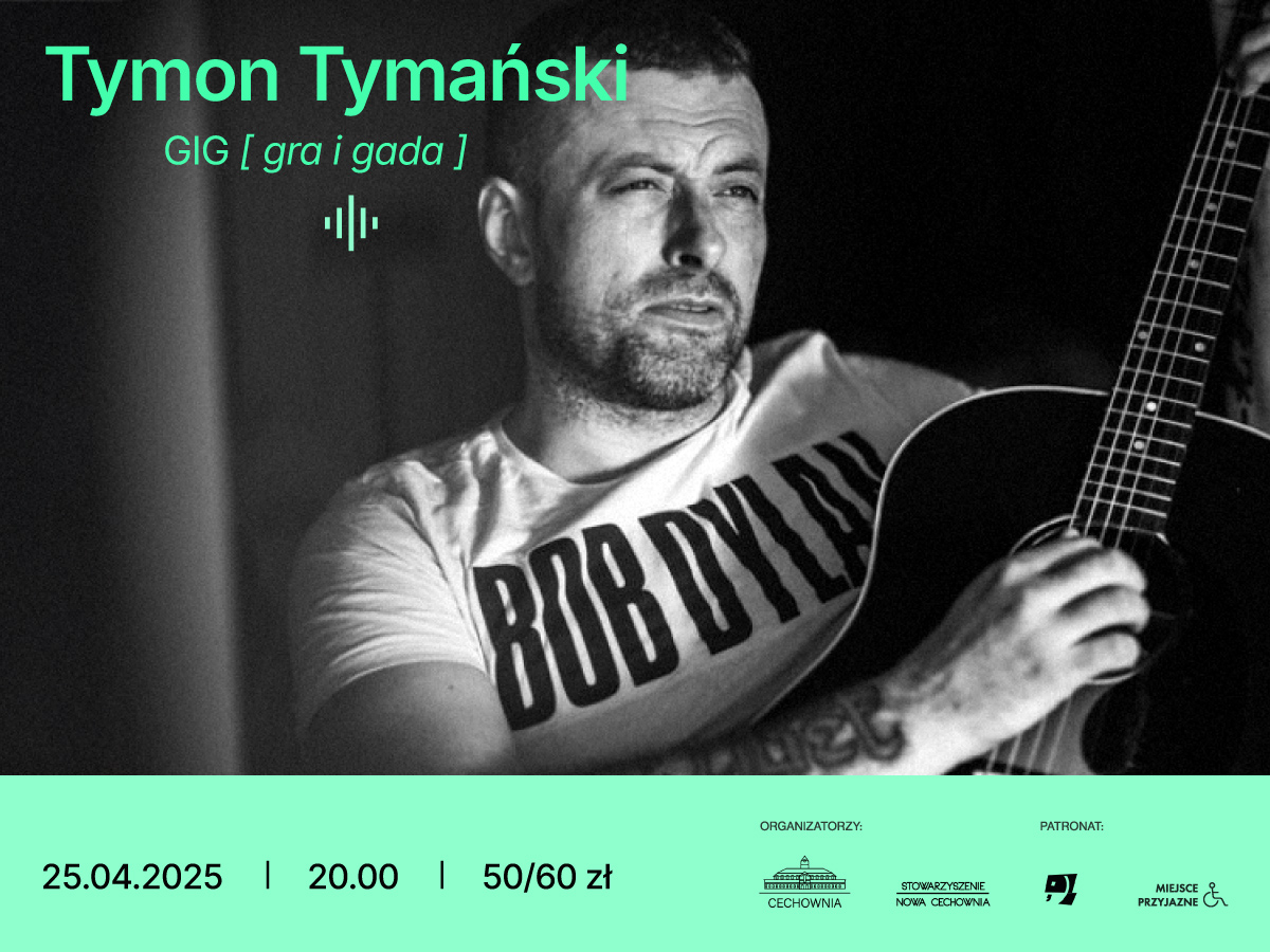 Grafika przedstawiająca zdjęcie Tymona tymańskiego z gitarą