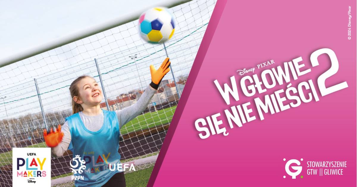 Dziewczynka z piłką nożną obok napis: W głowie się nie mieści 2