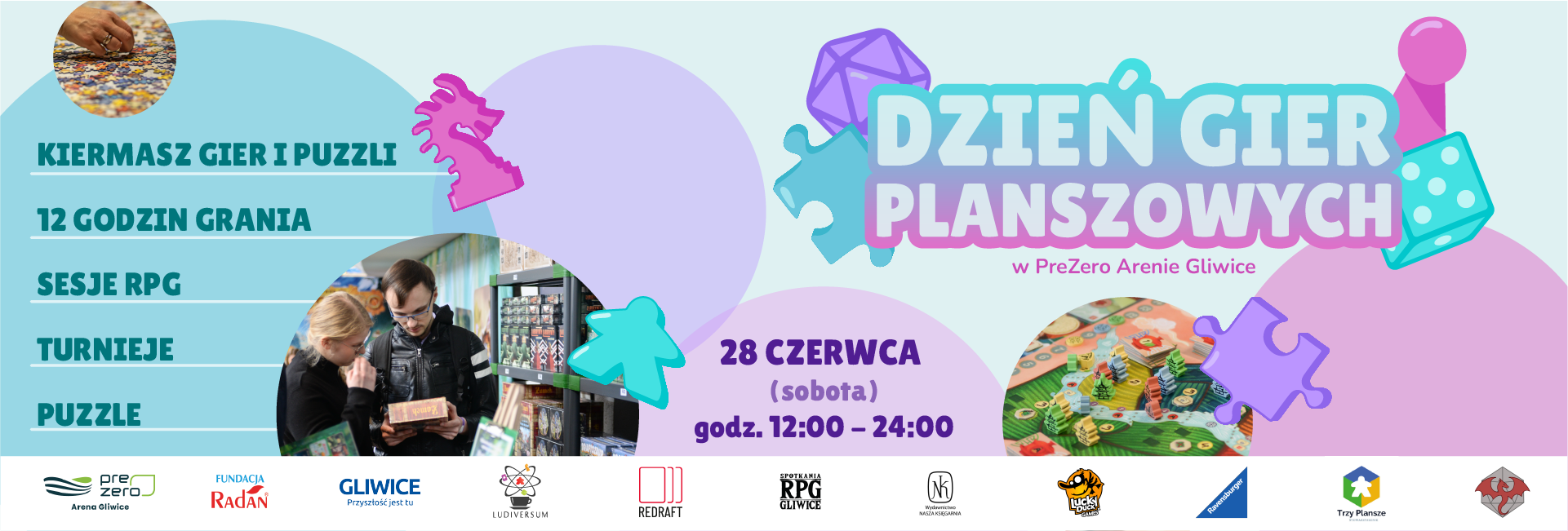 kolorowy plakat z napisem Dzień gier planszowych