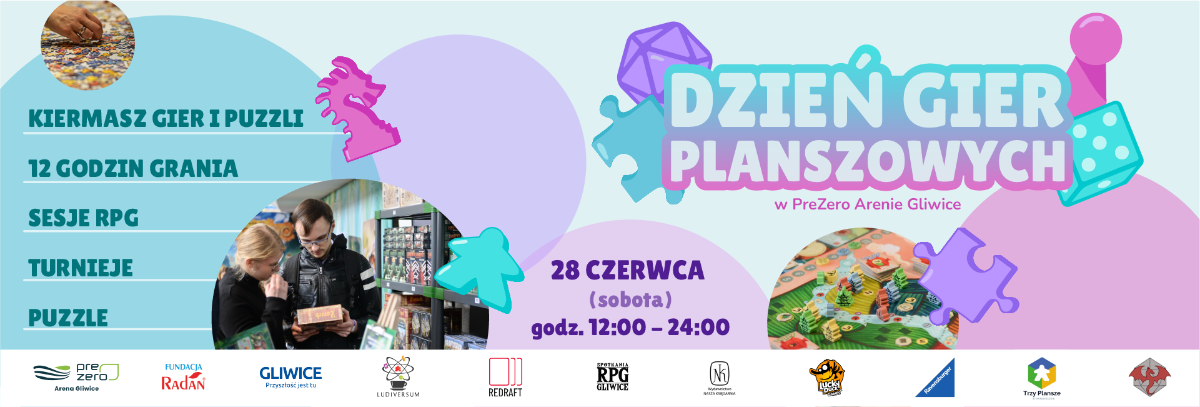 kolorowy plakat z napisem Dzień gier planszowych